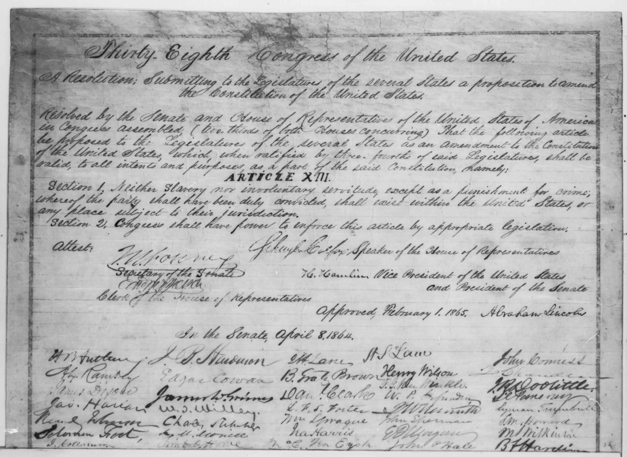 13th Amendment Signed