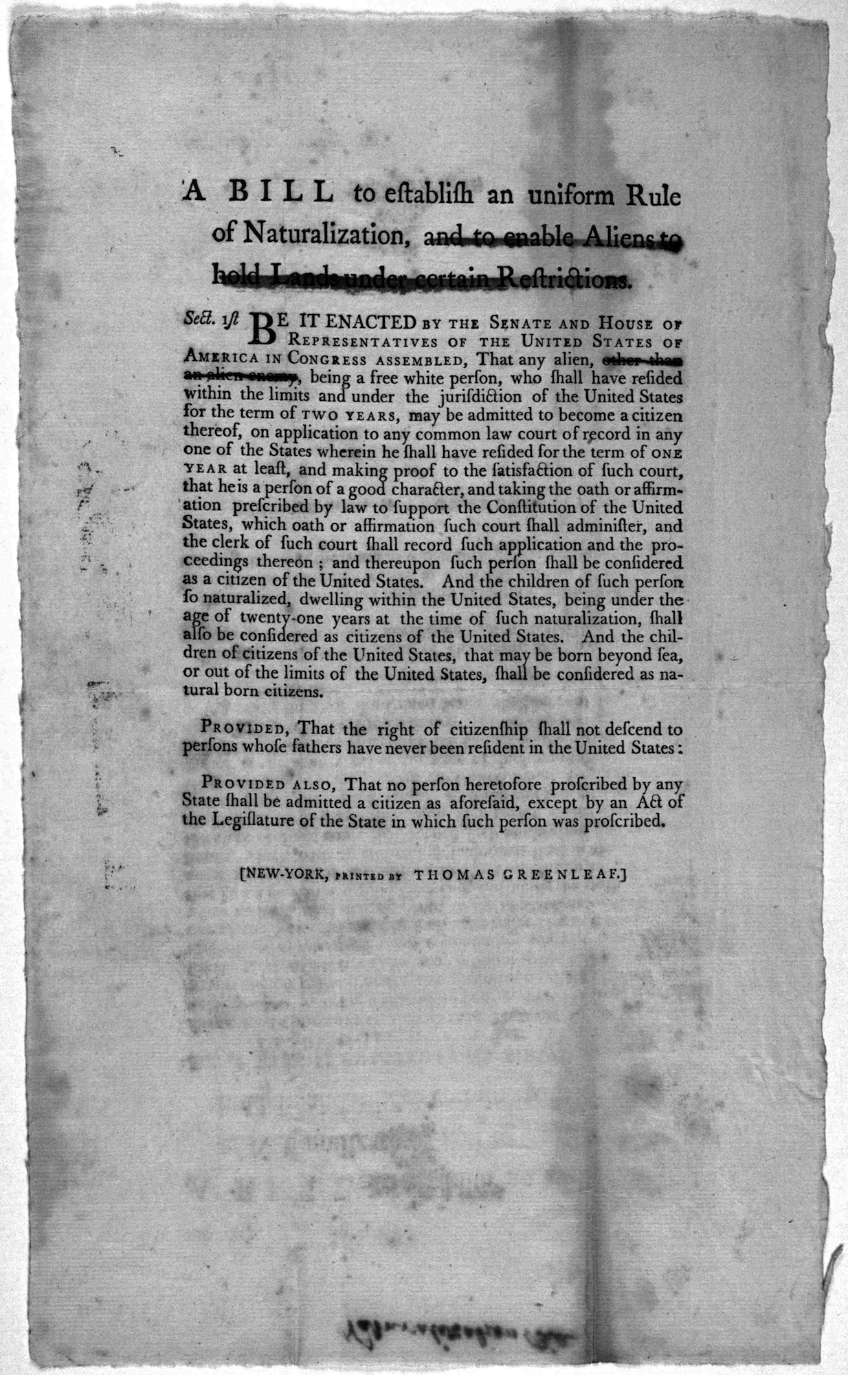 A Bill for Naturalization