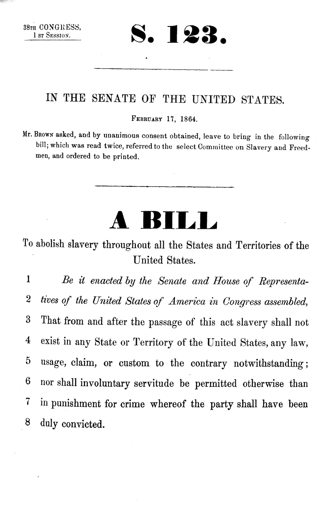 A Bill to Abolish Slavery