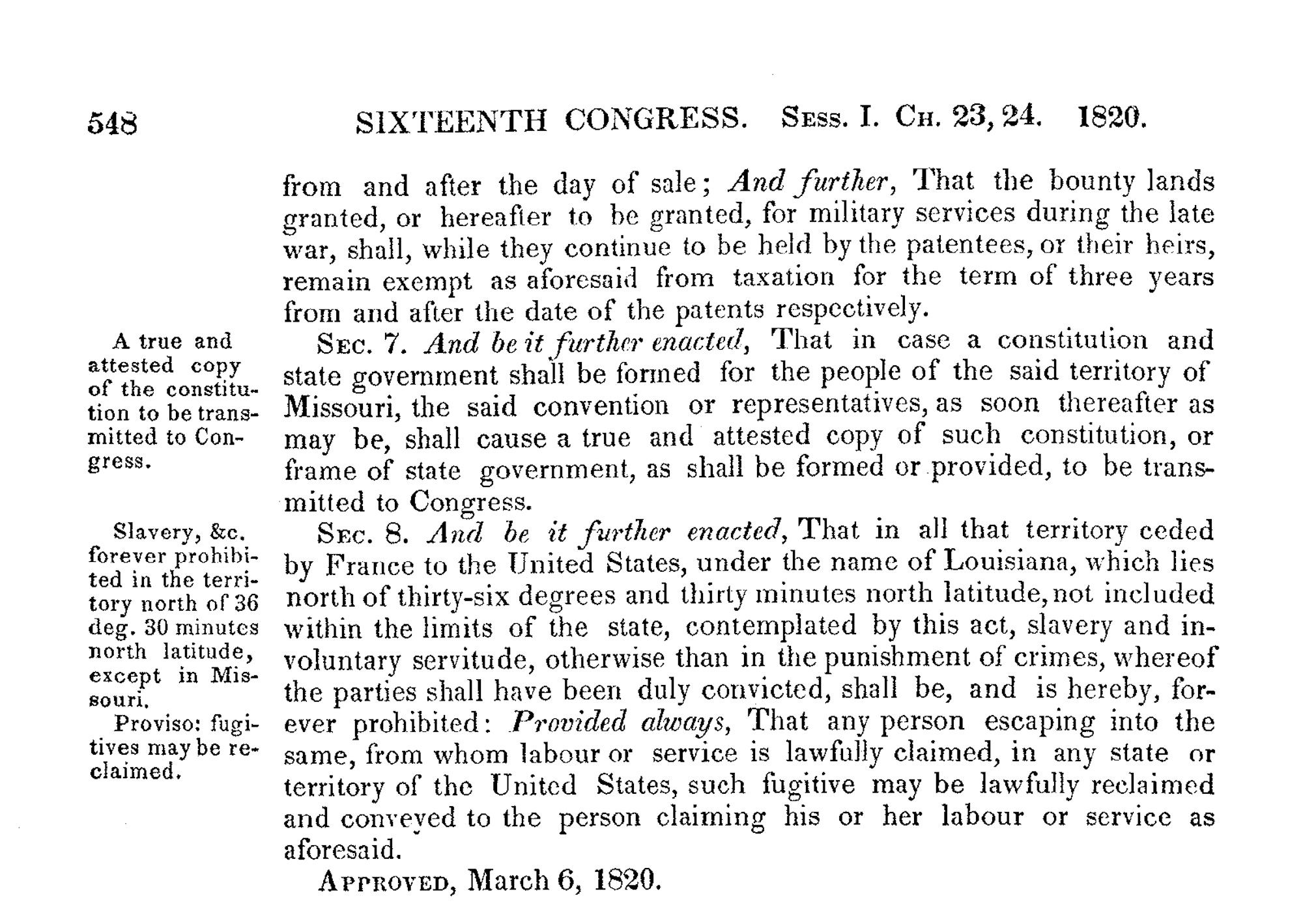 Excerpt from Missouri Compromise