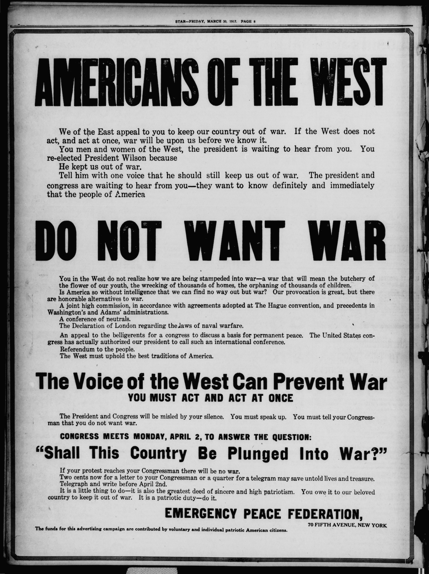 Keep Us Out of War