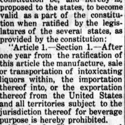 Passes Congress, Prohibition Amendment