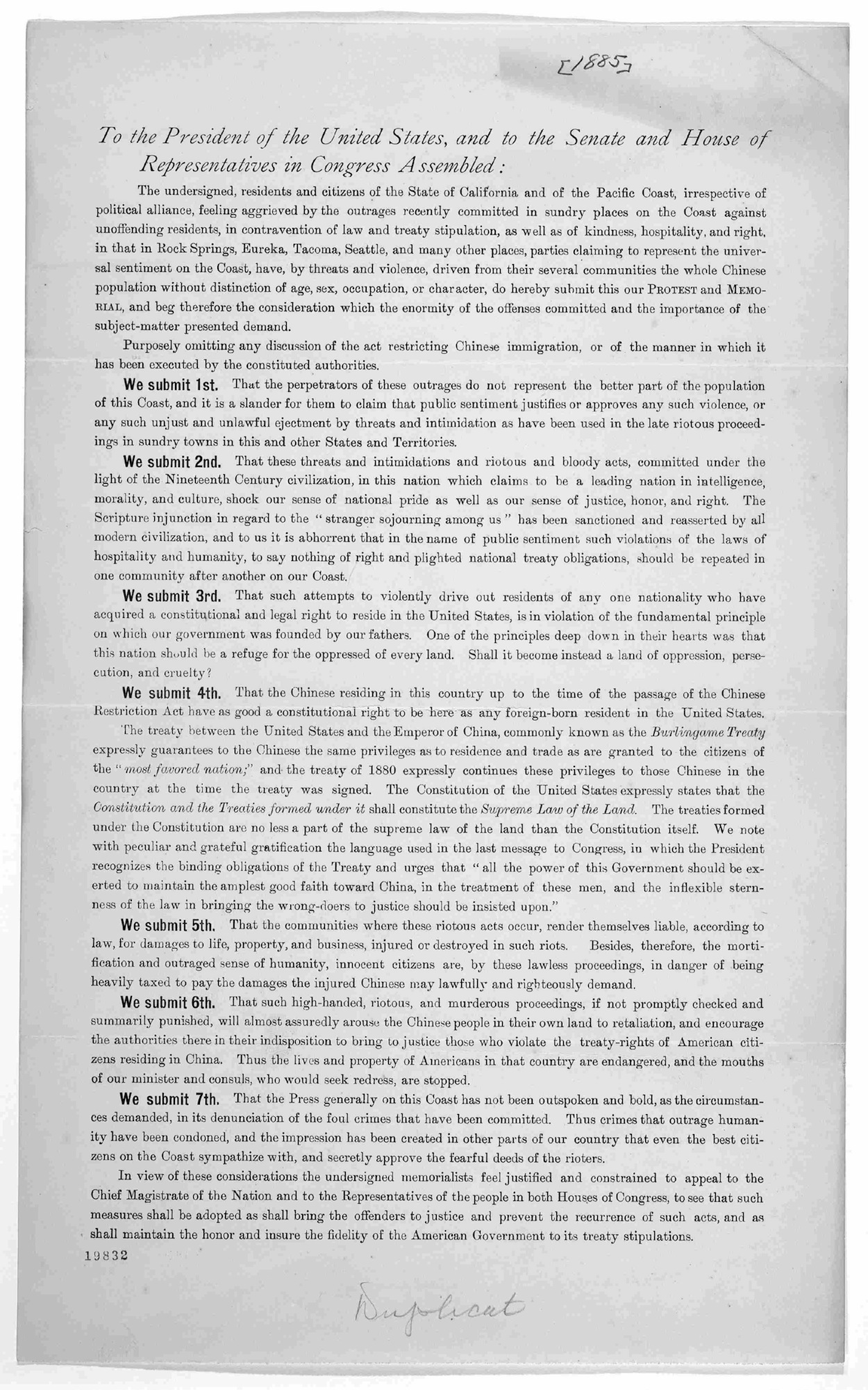 Protest Against Ill-treatment of the Chinese