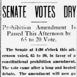 Senate Votes Dry