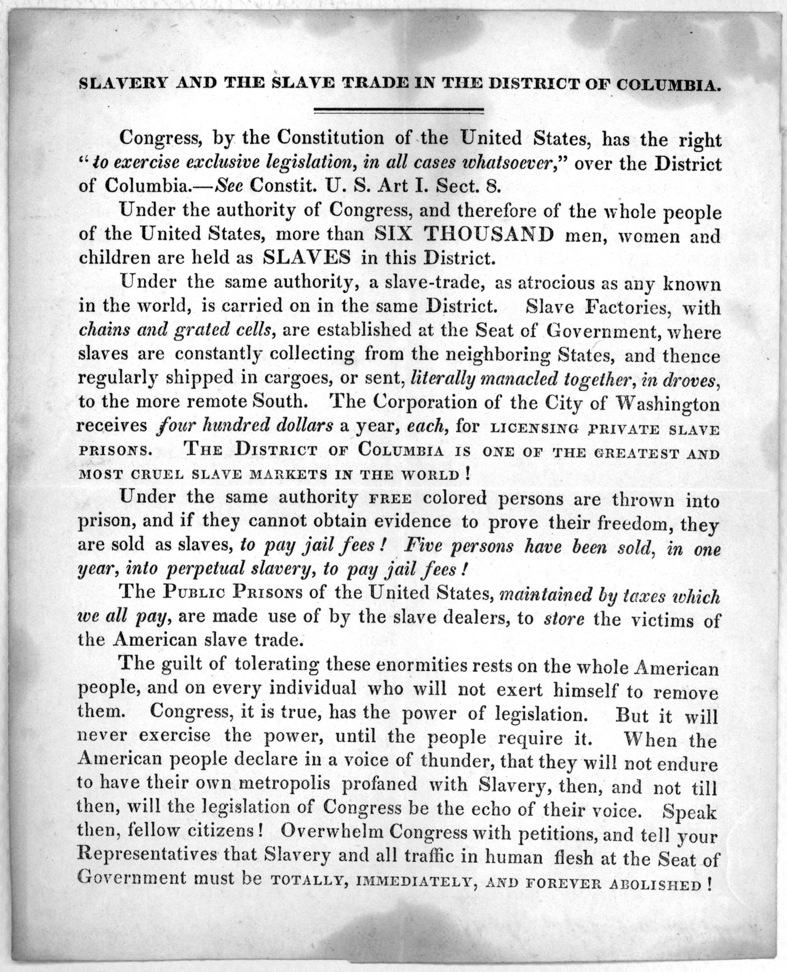 Slavery in the District of Columbia