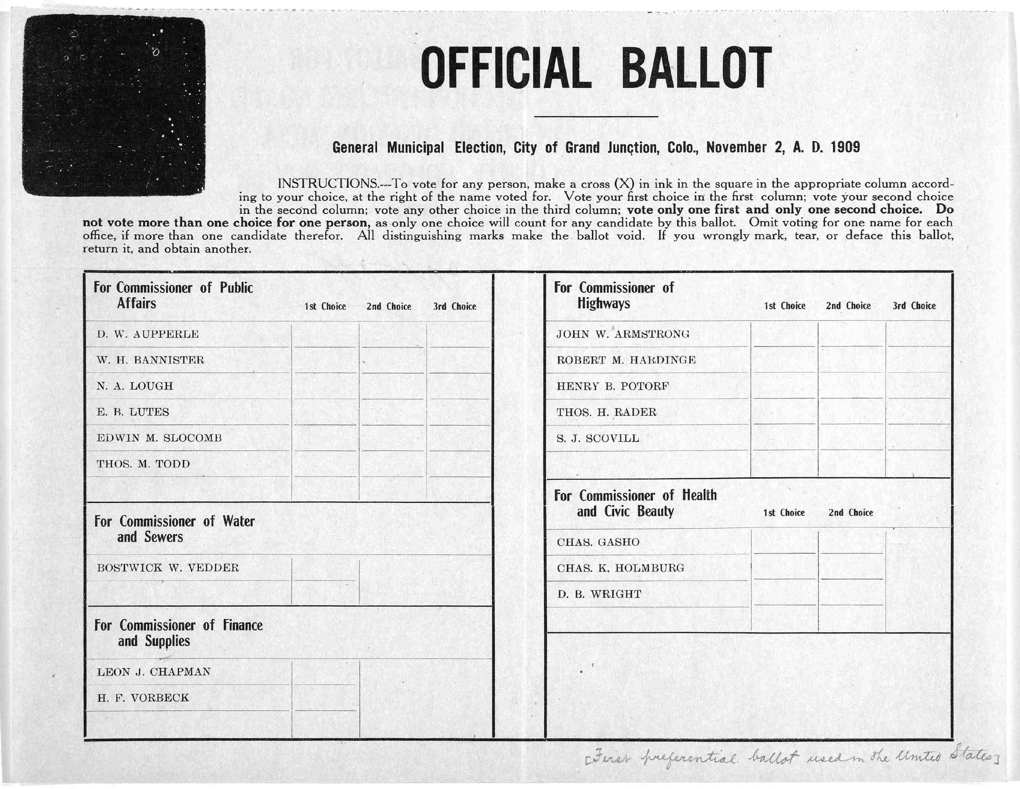 Municipal Election Ballot